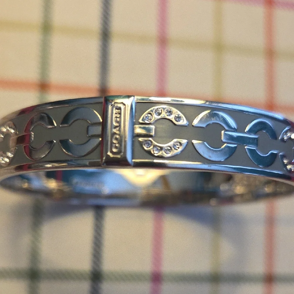 Coach Silver Tone Bracelet with Op Art Logo Design - Picture 2 of 12